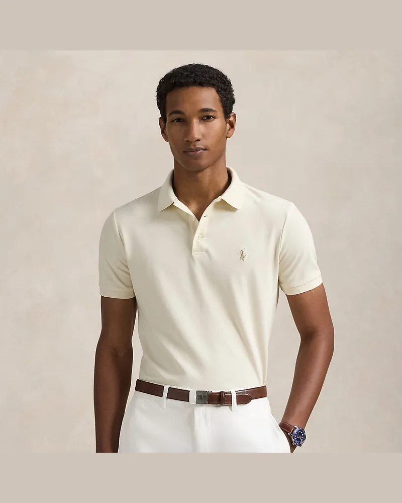 Ralph Lauren Custom-Slim-Fit Piqué-Poloshirt Cream