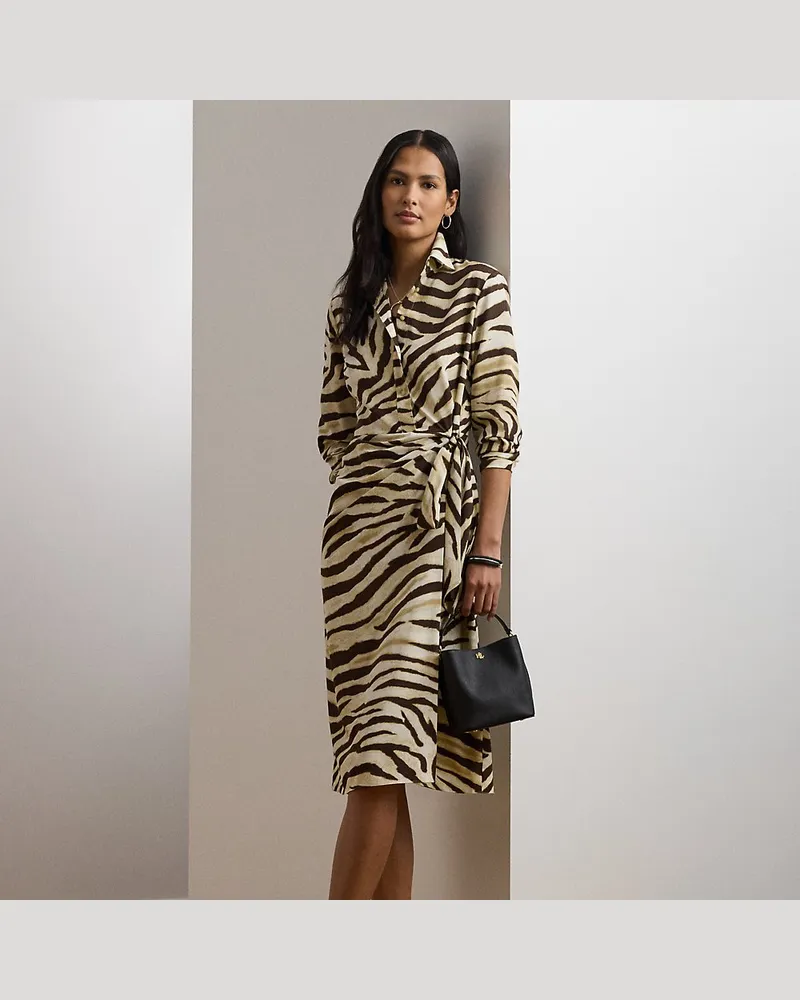 Ralph Lauren Crêpe-Hemdkleid mit Zebramuster White