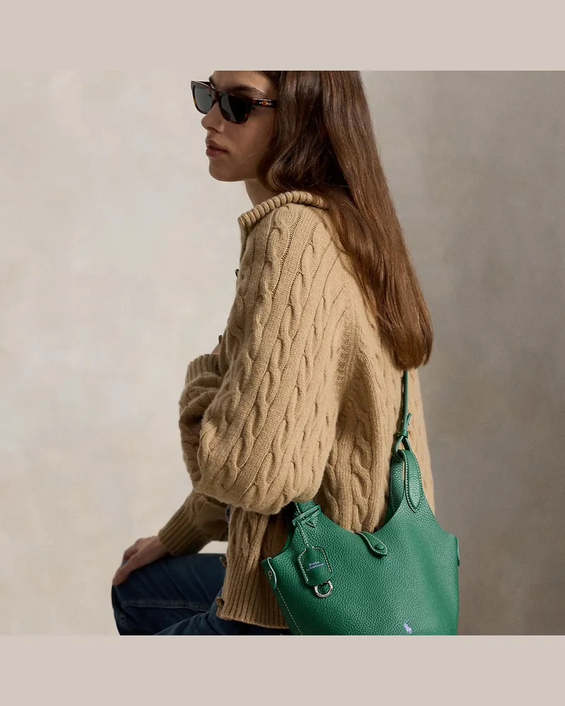 Ralph Lauren Kleine Umhängetasche Polo Play aus Leder Green