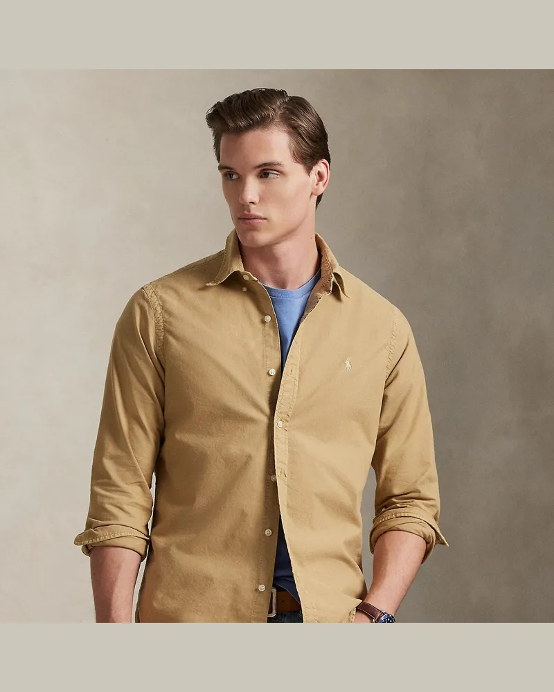 Ralph Lauren Gefärbtes Custom-Fit Oxfordhemd Tan