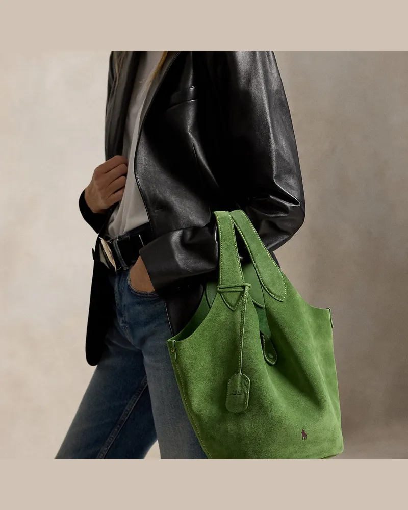 Ralph Lauren Wildleder-Tragetasche Polo Play Green