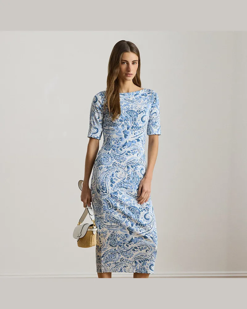 Ralph Lauren Baumwoll-Midikleid mit Paisley-Motiv White