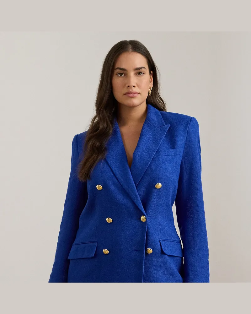 Ralph Lauren Plus Größen - Zweireihiger Leinen-Baumwoll-Blazer Blue