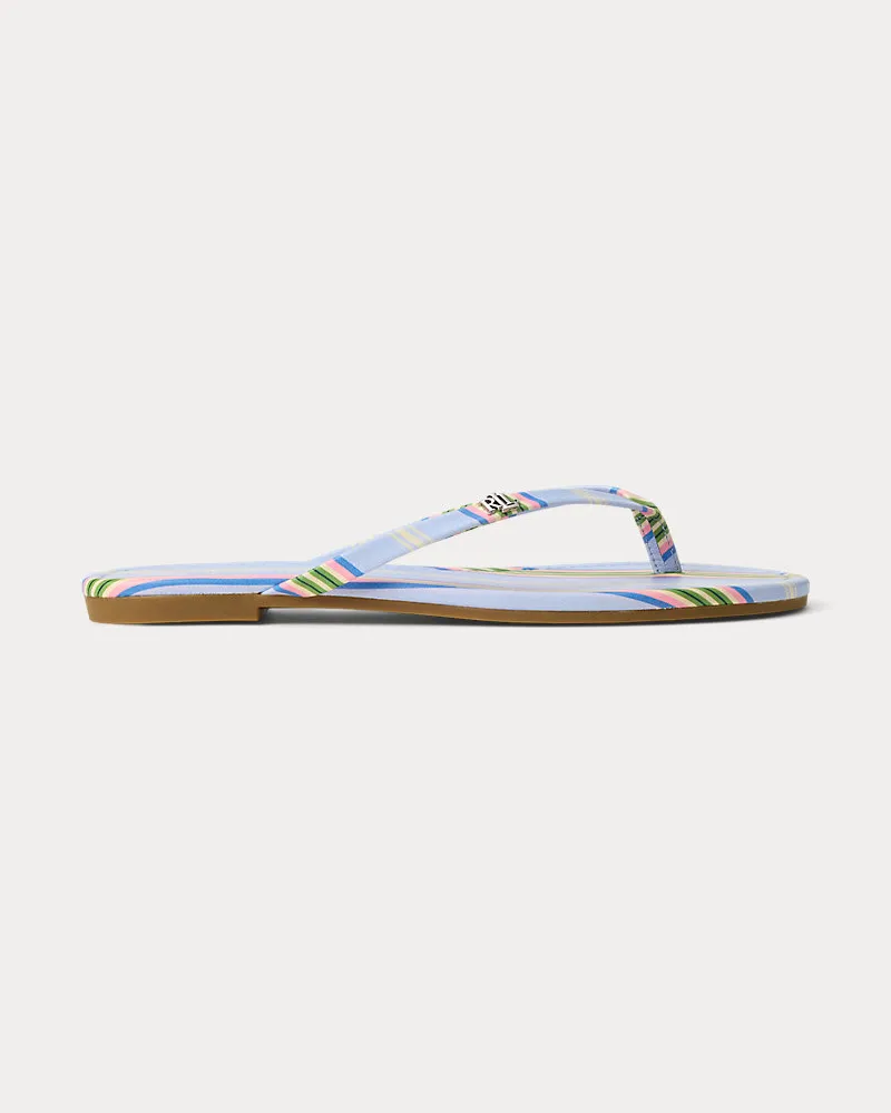 Ralph Lauren Flip-Flop Raquel aus Leder mit Streifen Multi