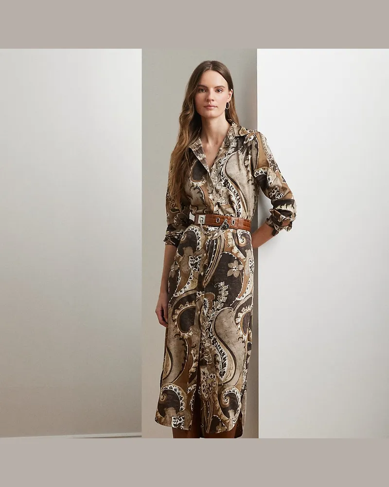 Ralph Lauren Twill-Hemdkleid mit Paisley-Motiv Brown