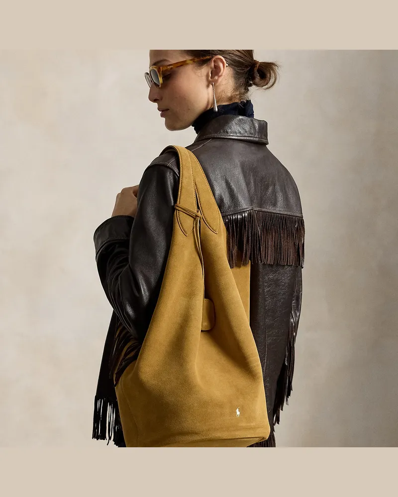 Ralph Lauren Große Wildleder-Tragetasche Polo Play Brown