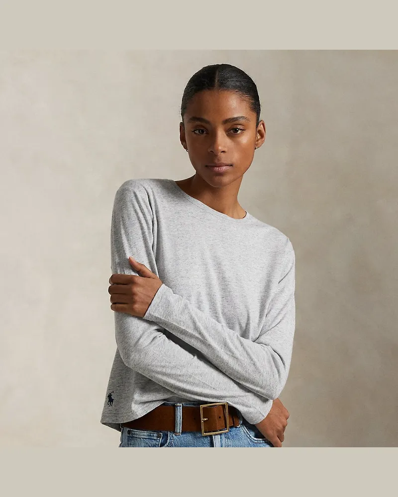 Ralph Lauren Shrunken-Fit Langarm-T-Shirt aus Jersey Grey