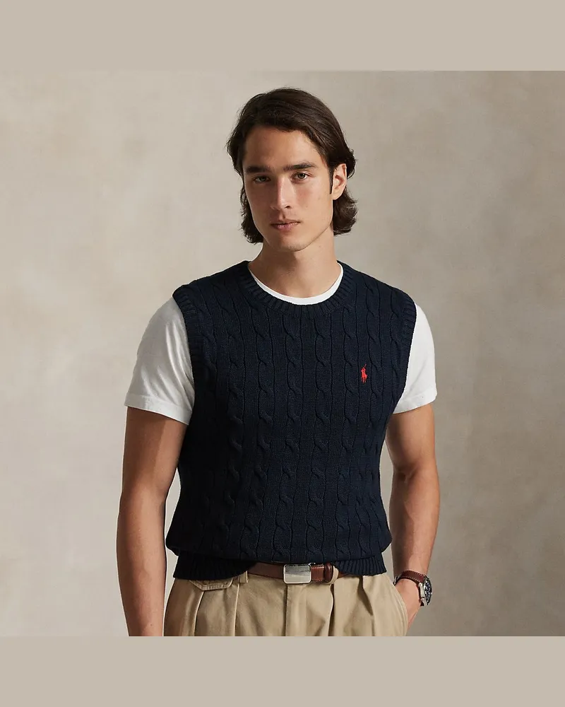 Ralph Lauren Baumwollpullunder mit Zopfmuster Blue