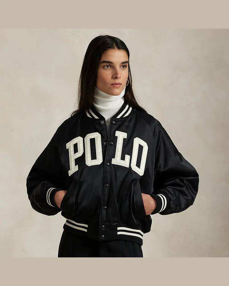 Ralph Lauren Bomberjacke aus Satin mit Logo Black