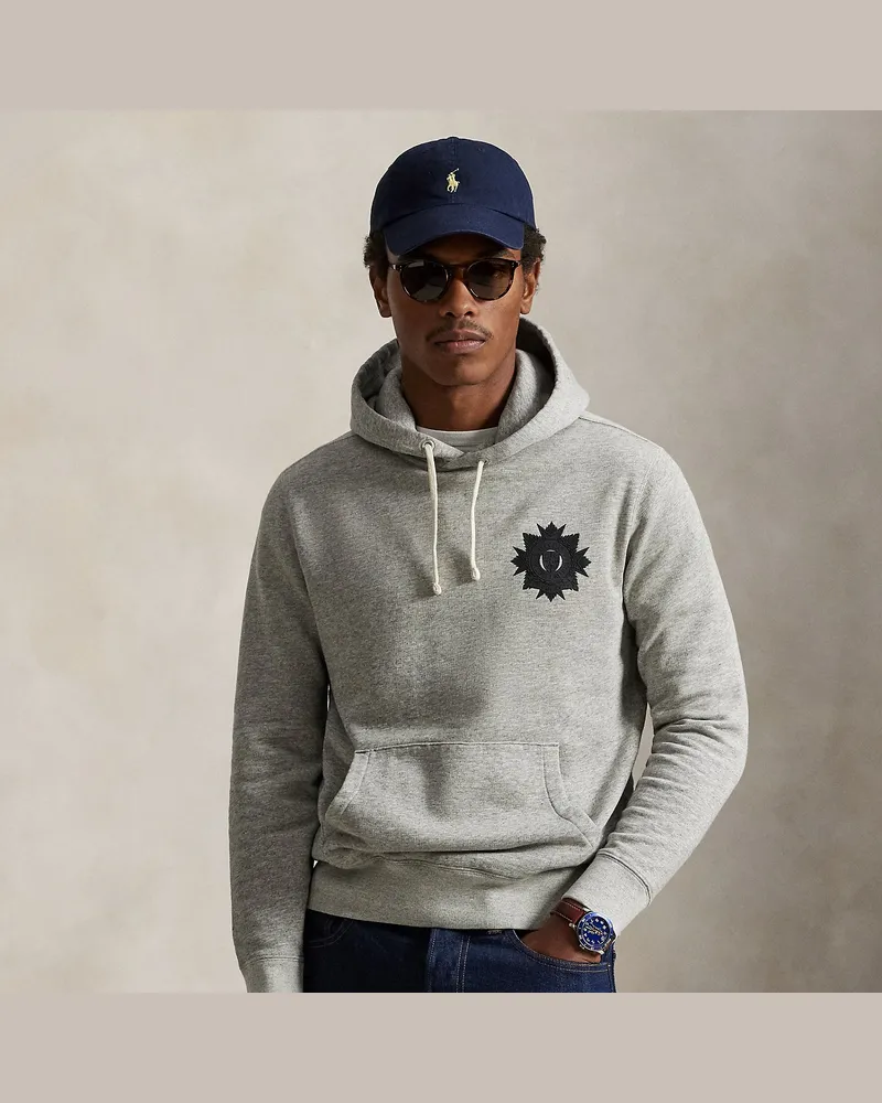 Ralph Lauren Fleece-Kapuzenpullover mit Stickerei Grey