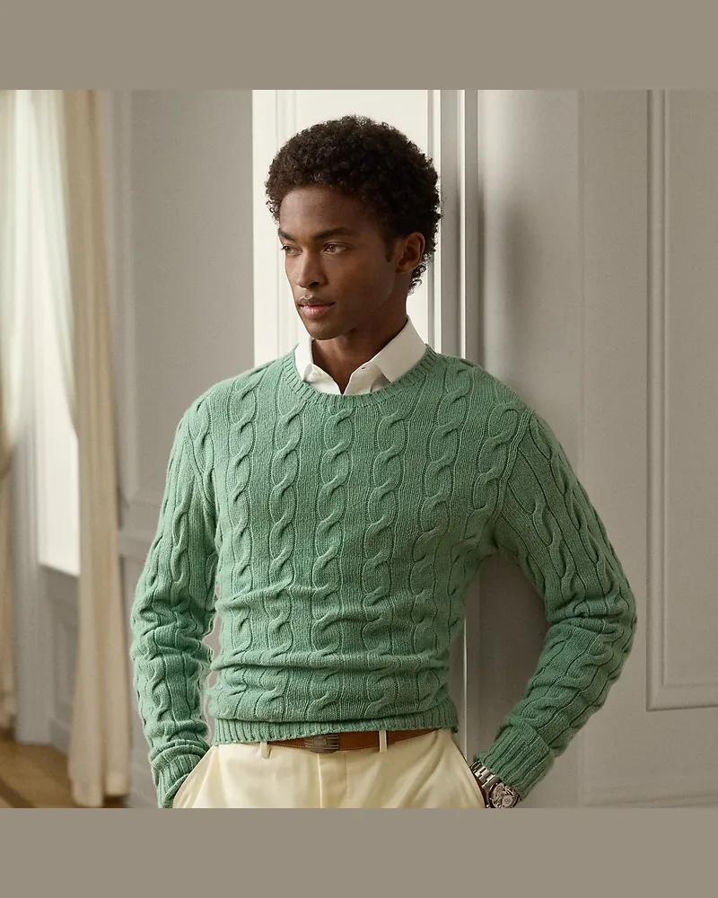 Ralph Lauren Kaschmirpullover mit Zopfmuster Green