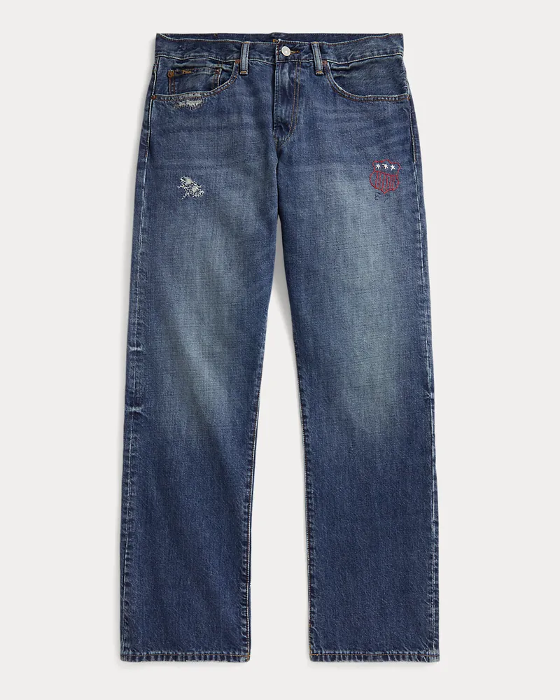 Ralph Lauren Straight-Fit Jeans Hampton in Used-Optik Blue