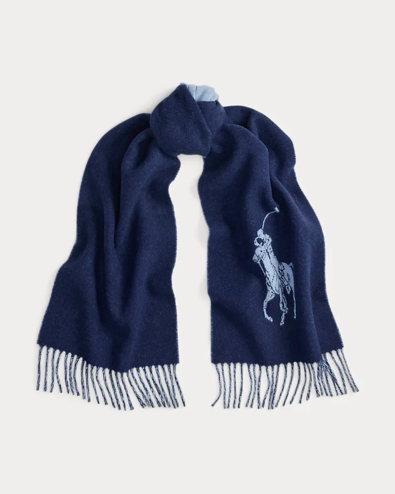 Ralph Lauren Wollschal mit Big Pony Blue