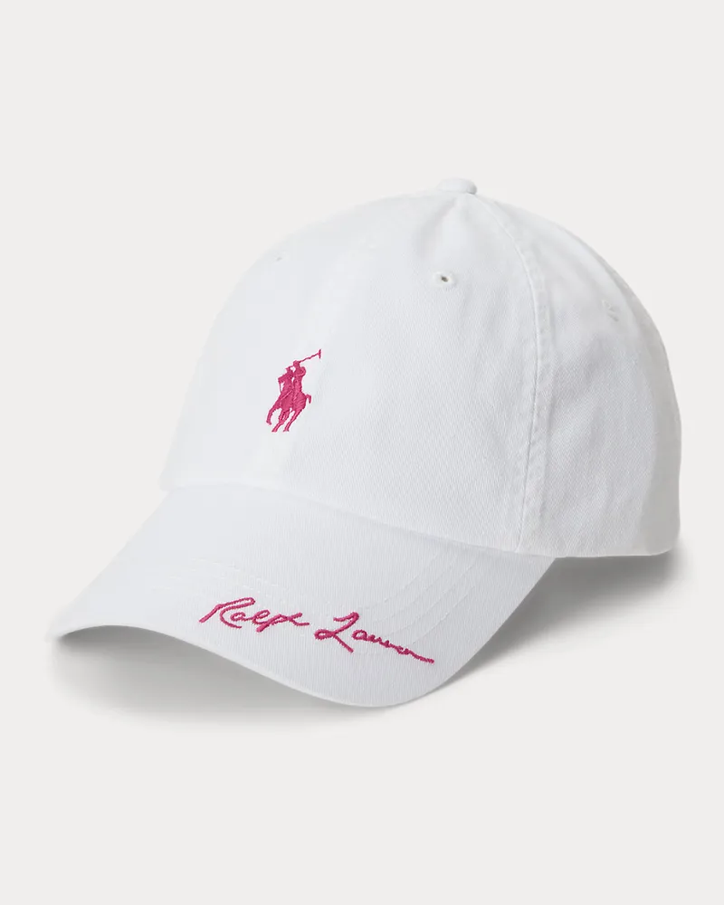Ralph Lauren Twill-Baseballkappe mit Pink Pony White