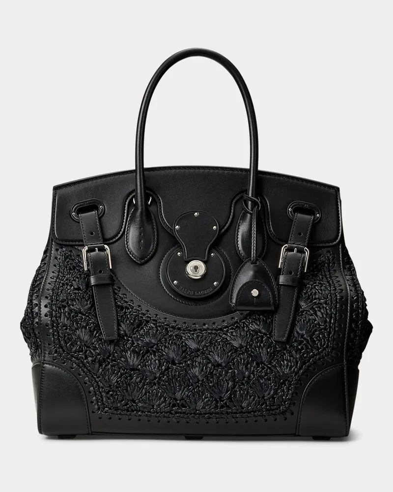 Ralph Lauren Tasche Soft Ricky 33 aus Bast mit Leder Black