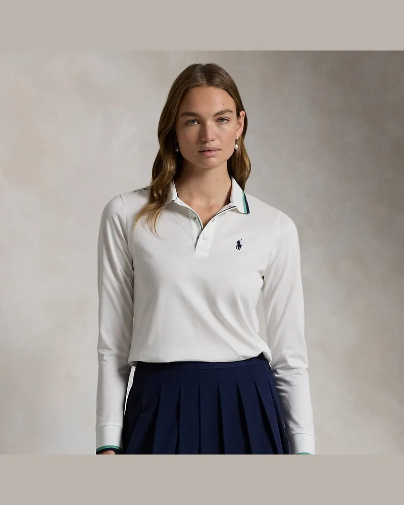 Ralph Lauren Langärmliges Tailored-Fit Poloshirt White