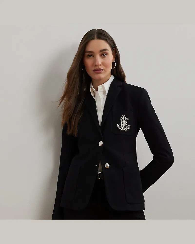 Ralph Lauren Jacquardblazer mit Bouillonstickerei Black