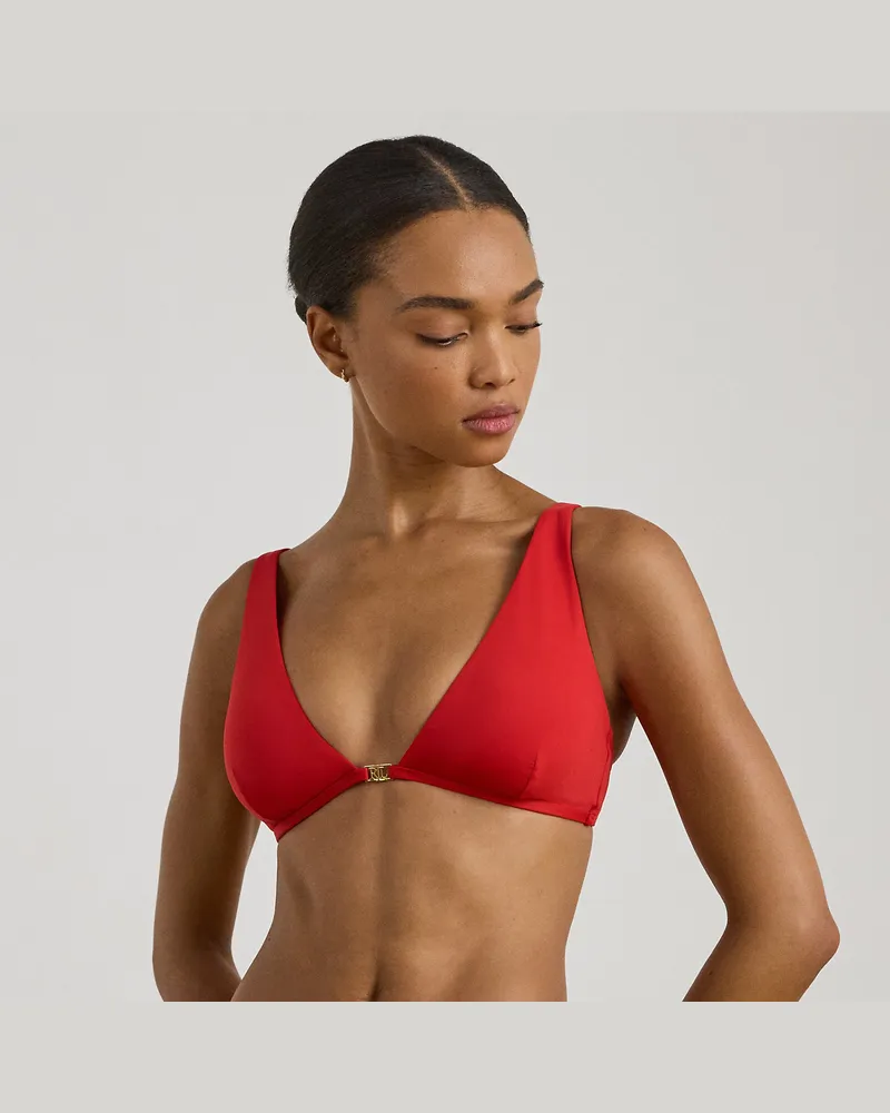 Ralph Lauren Triangel-Bikinitop mit Logo-Besatz Red
