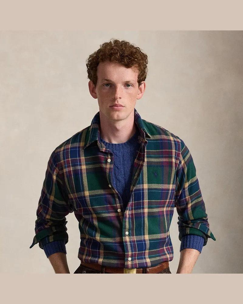Ralph Lauren Kariertes Custom-Fit Flanellhemd Green
