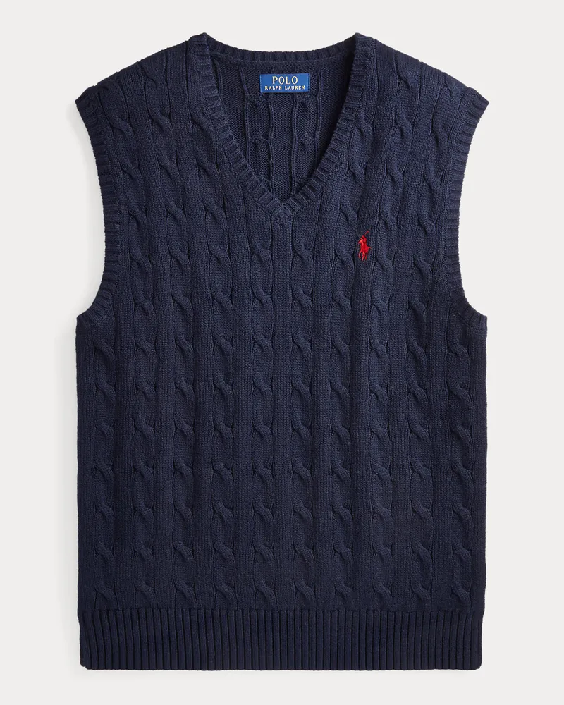 Ralph Lauren Baumwollpullunder mit Zopfmuster Blue