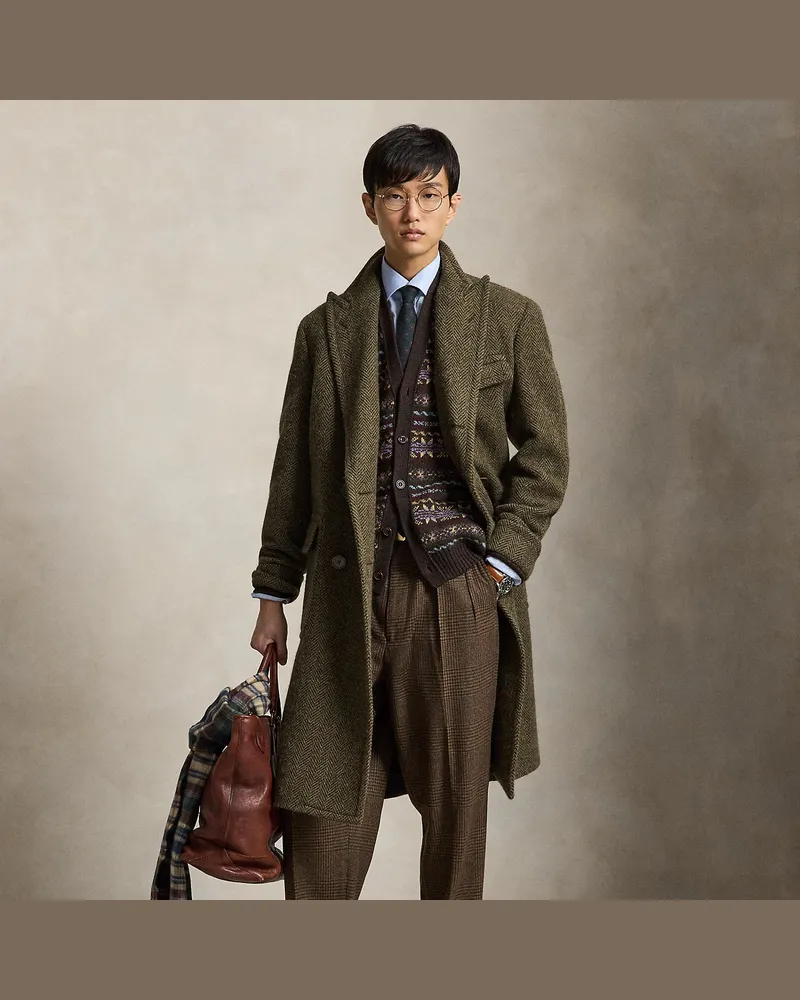 Ralph Lauren Der Polo-Mantel aus Fischgrat-Tweed Green