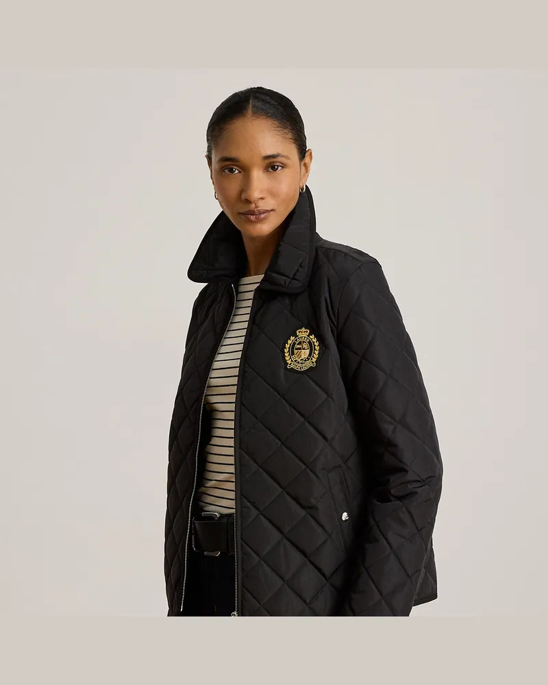 Ralph Lauren Steppjacke mit Wappenaufnäher Black