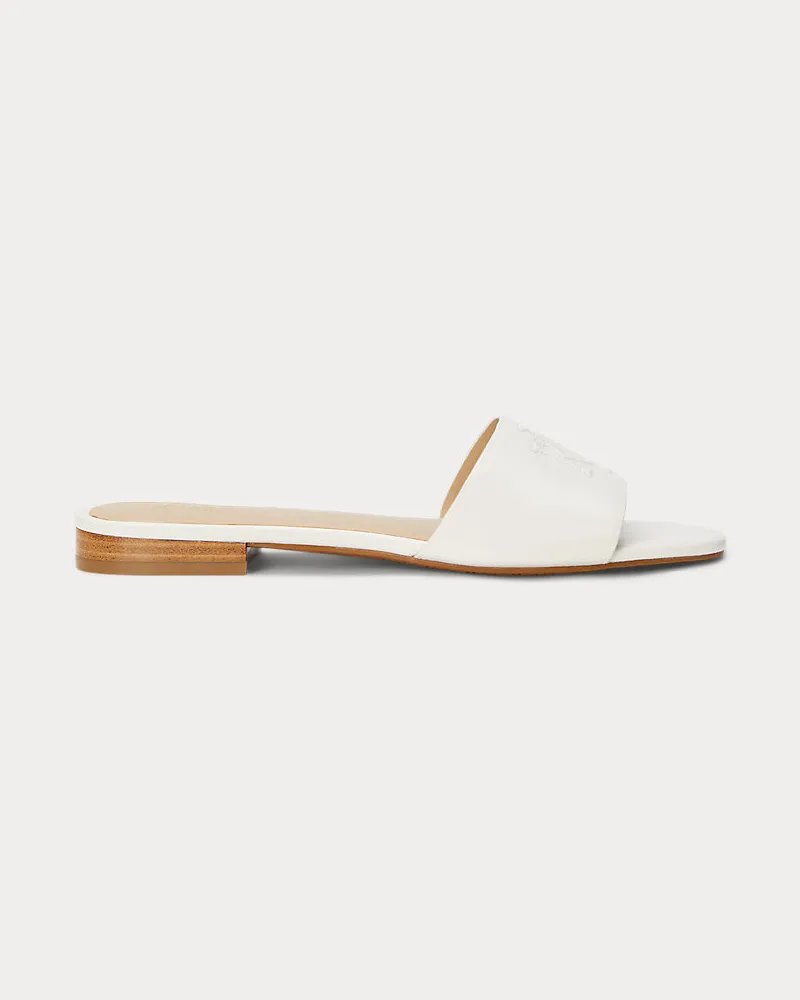 Ralph Lauren Badesandale Everley aus Nappaleder White