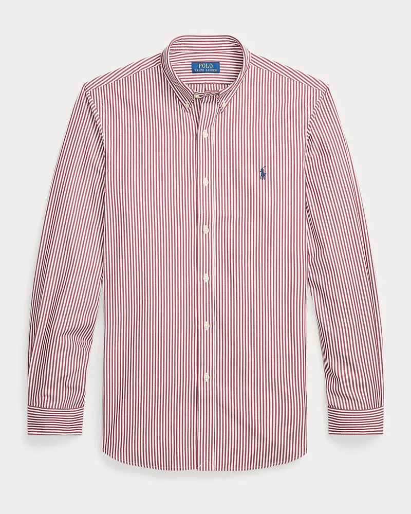 Ralph Lauren Gestreiftes Slim-Fit Hemd aus Popeline Red