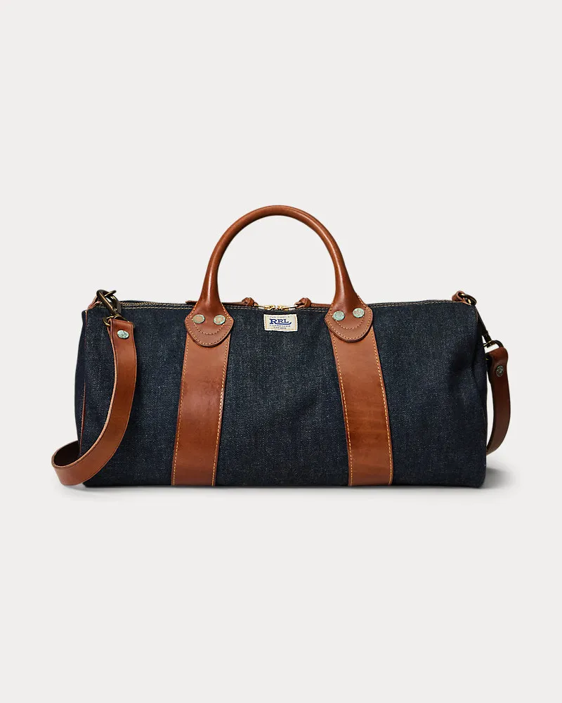 Ralph Lauren Reisetasche aus Denim mit Lederbesatz Blue