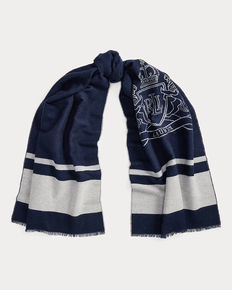 Ralph Lauren Jacquard-Wickelschal mit Wappen Blue