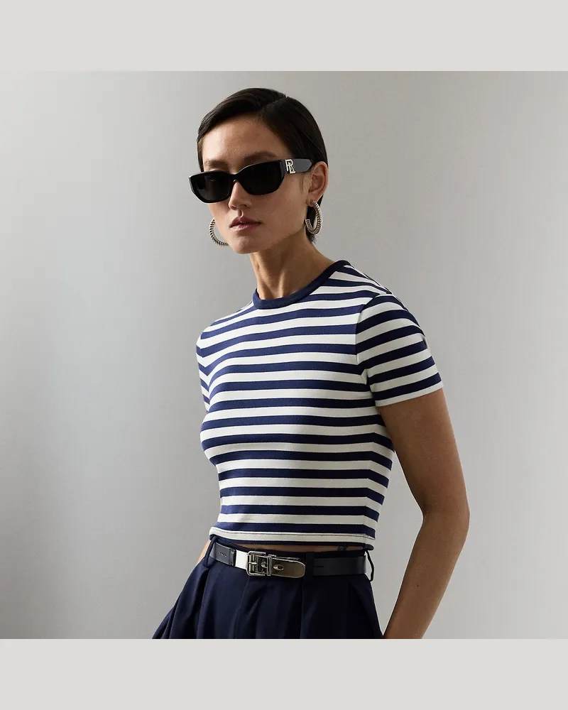 Ralph Lauren Gestreiftes Jersey-T-Shirt Robbin Cream