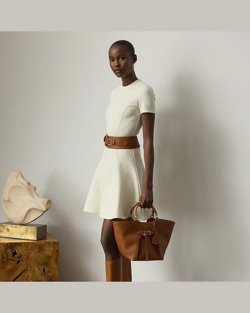 Ralph Lauren Kurzärmliges Stretchjersey-Tageskleid Cream