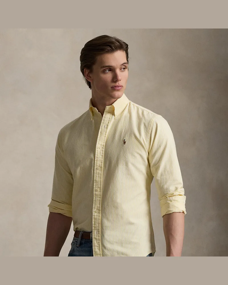 Ralph Lauren Gestreiftes Custom-Fit Oxfordhemd Yellow