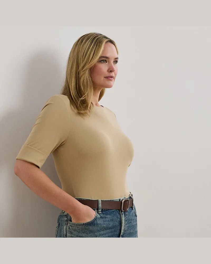 Ralph Lauren Plus Größen - Oberteil aus Baumwollstretch Tan
