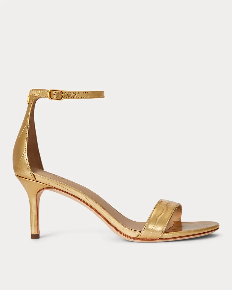 Ralph Lauren Geprägte Metallic-Sandale Allie Gold