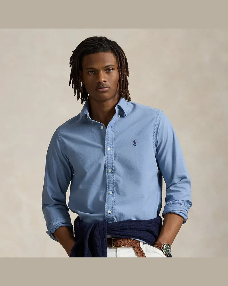 Ralph Lauren Gefärbtes Slim-Fit Oxfordhemd Blue