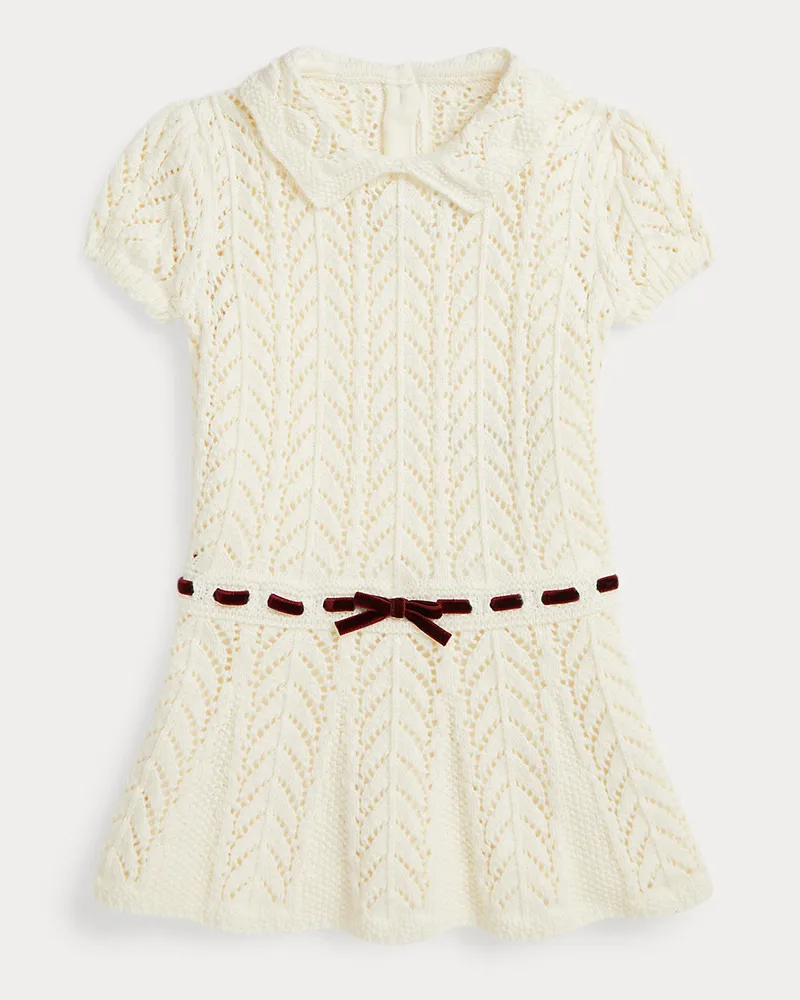 Ralph Lauren Baumwollkleid mit Lochmuster Cream