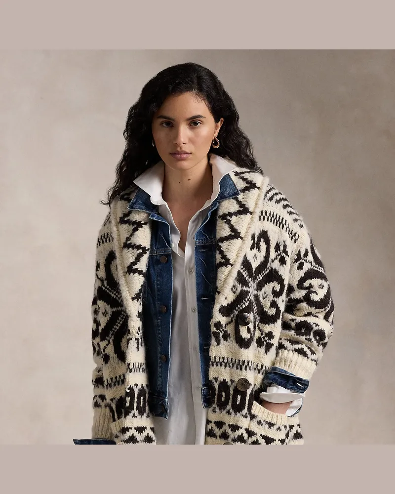 Ralph Lauren Strickjacke mit Schalkragen Cream