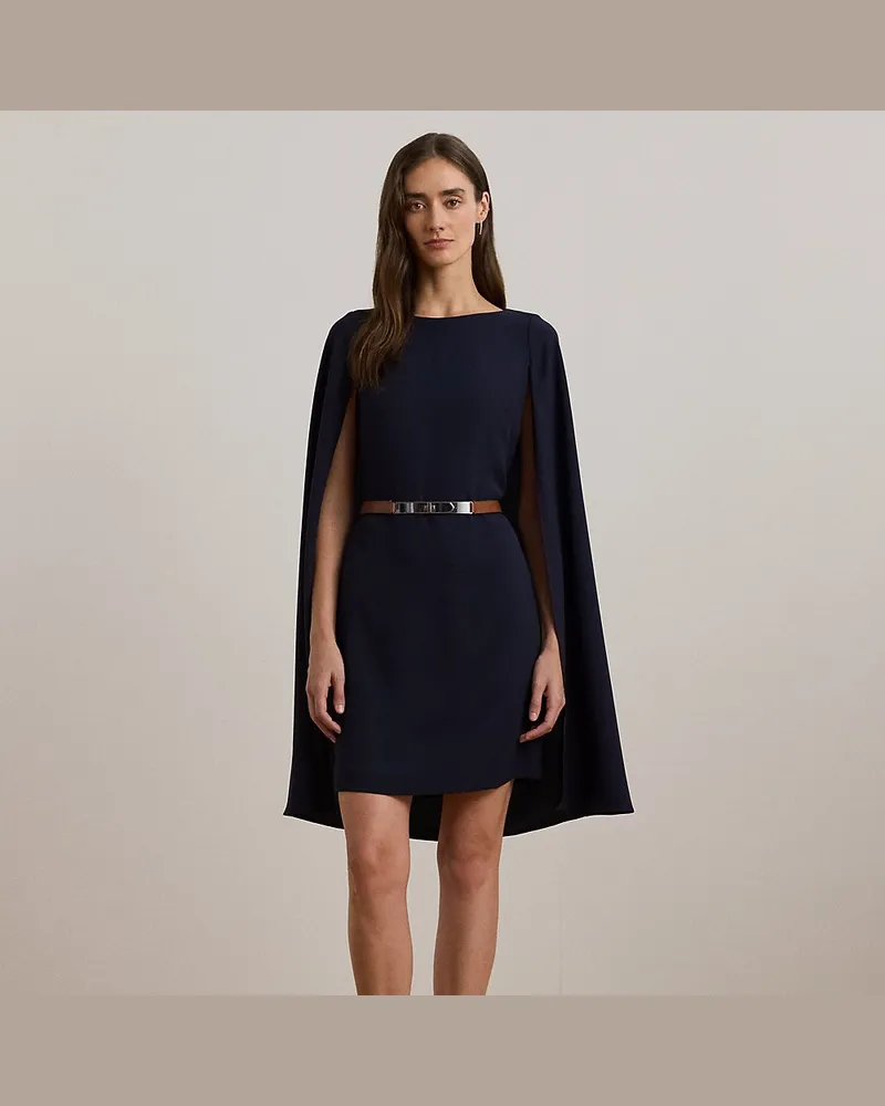 Ralph Lauren Cape-Cocktailkleid aus Georgette Blue