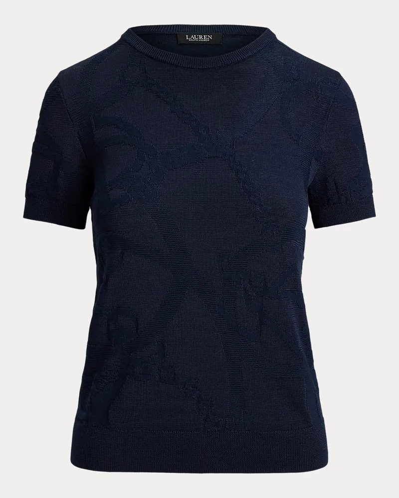 Ralph Lauren Kurzarmpullover mit Gürtelmotiv Blue