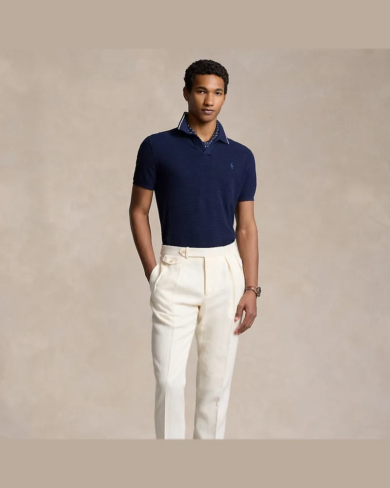 Ralph Lauren Anzughose aus Leinen mit Falten Cream