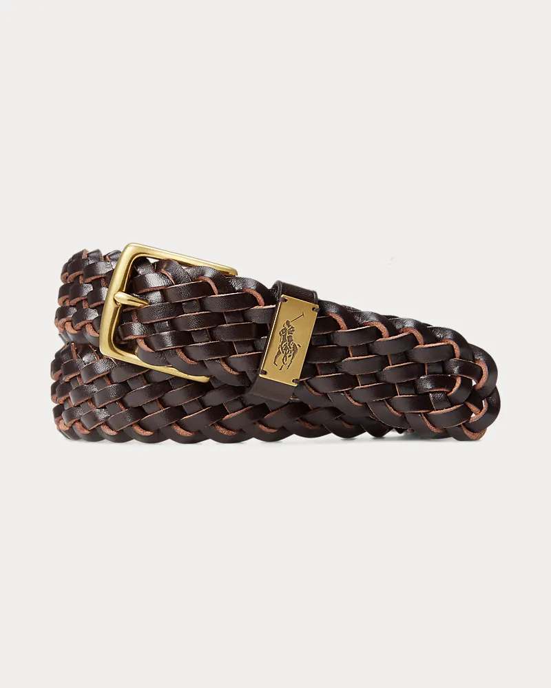 Ralph Lauren Geflochtener Ledergürtel Brown