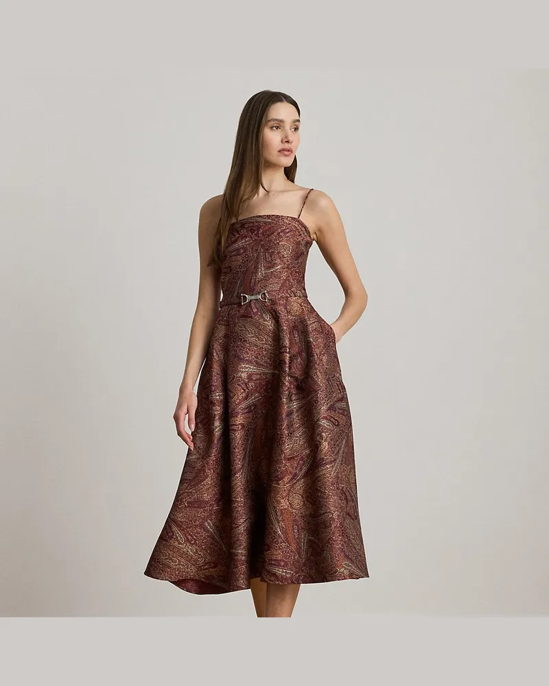 Ralph Lauren Paisley-Cocktailkleid mit Gürtel Multi