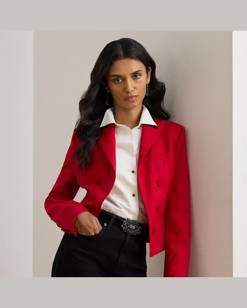 Ralph Lauren Kurzblazer aus Wolltwill mit Samtbesatz Red