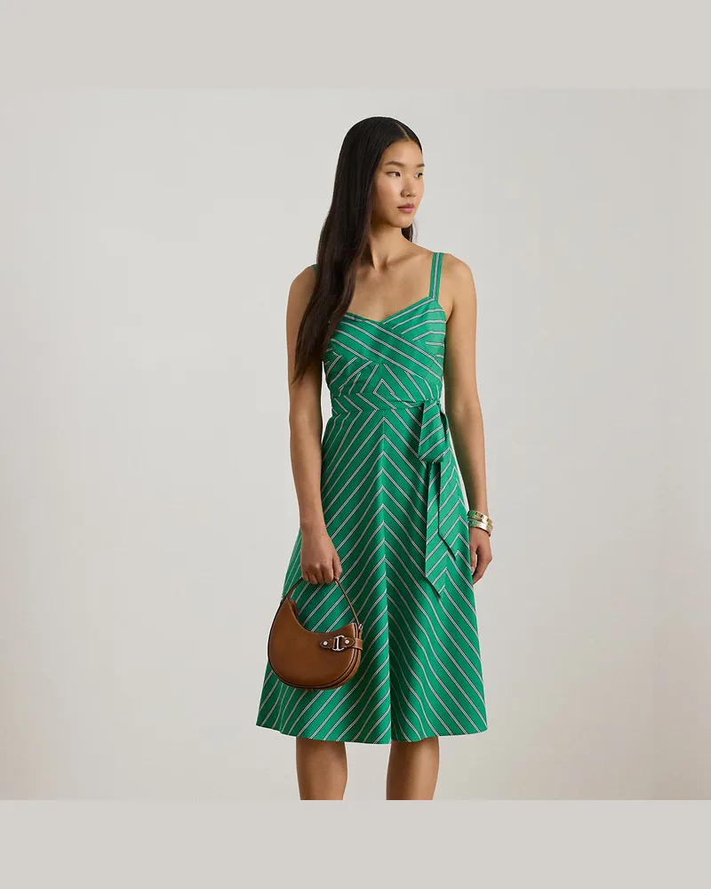 Ralph Lauren Ärmelloses Kleid mit Streifen und Gürtel Green