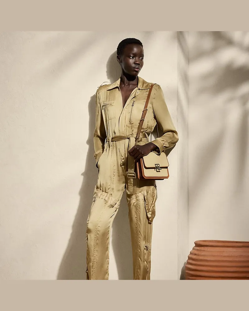Ralph Lauren Jumpsuit Gwyneth aus Seidencharmeuse Tan