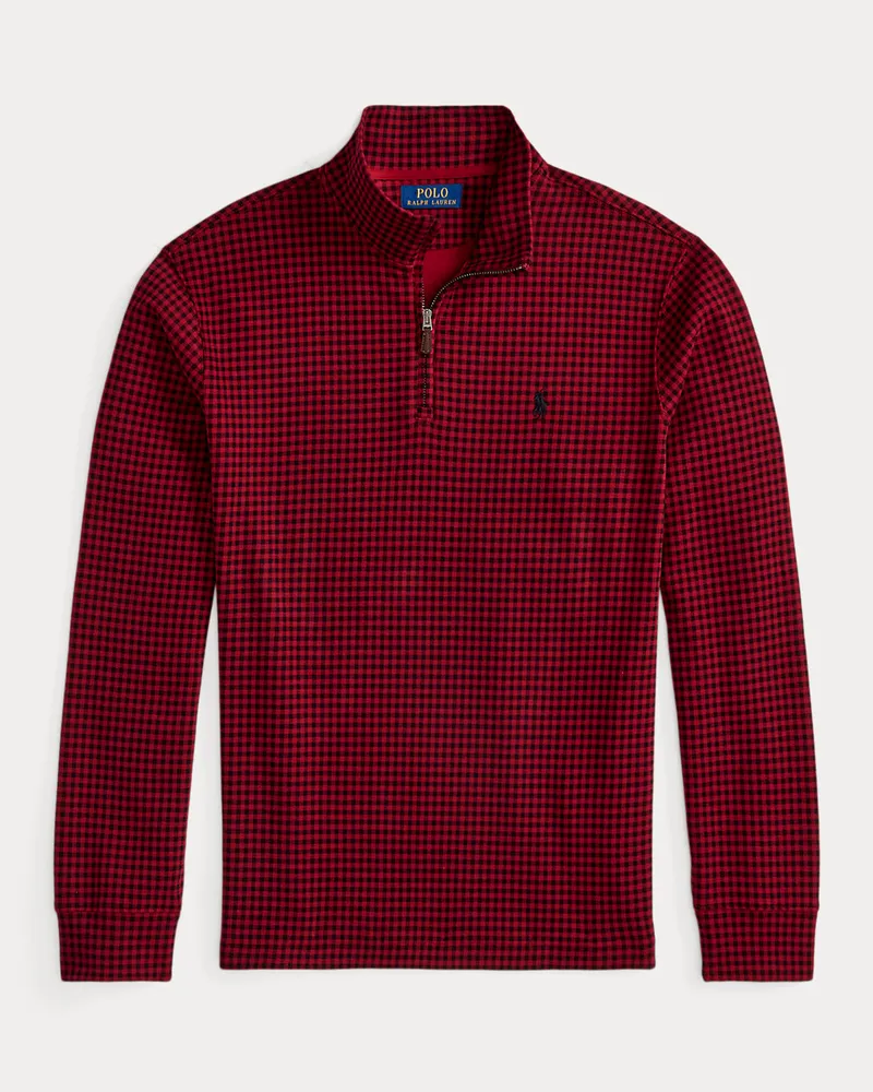Ralph Lauren Karierter Estate-Rippenstrickpullover Red