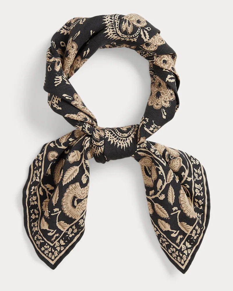 Ralph Lauren Bedrucktes Halstuch aus Leinen Black