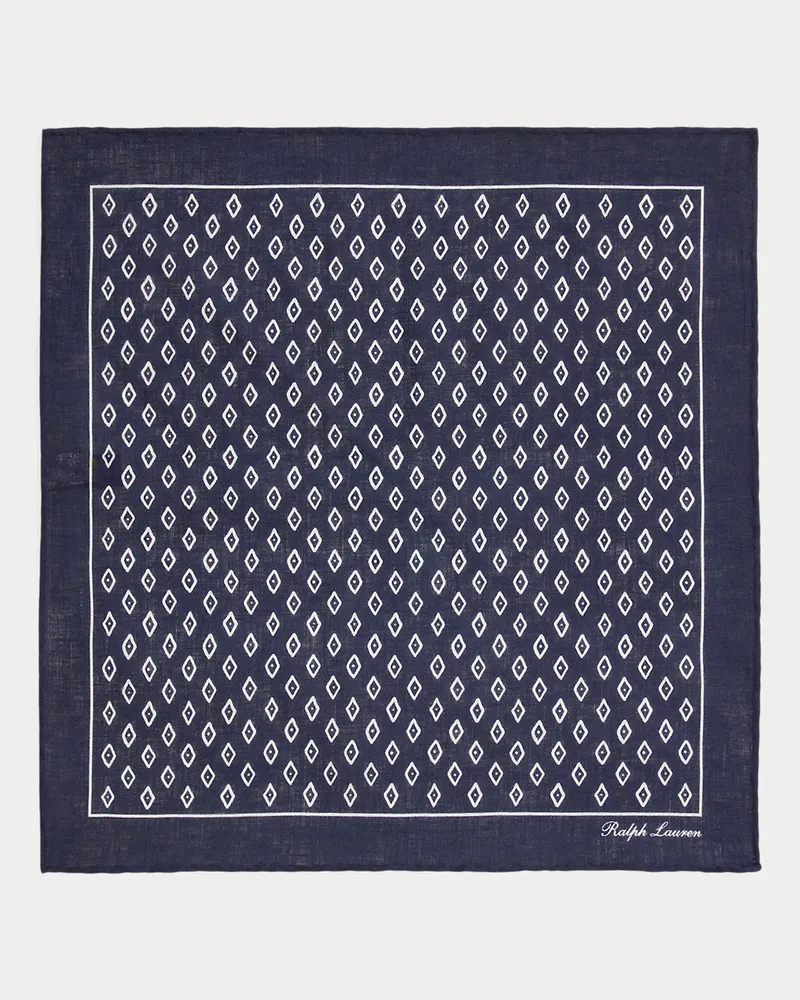Ralph Lauren Halstuch aus Leinen mit Art-déco-Druck Blue
