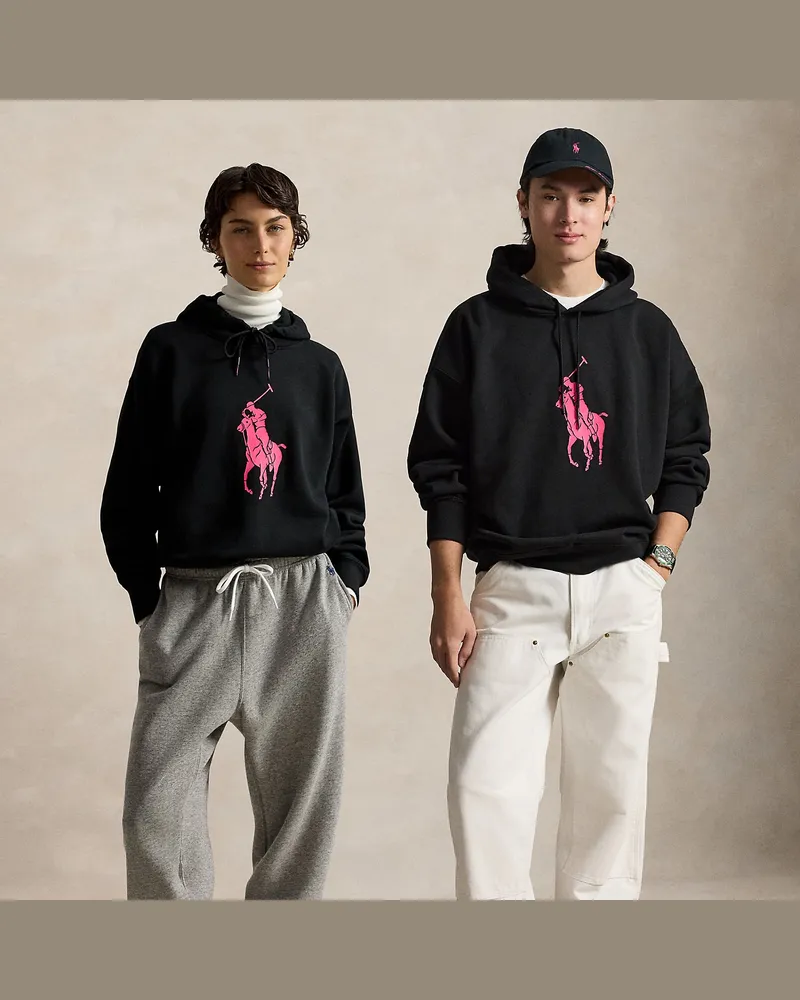 Ralph Lauren Fleece-Kapuzenshirt mit Pink Pony Black